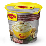 6 MAGGI BACON & CROUTONS Instant Mashed Potato Puree Quick Prep Buckets 53g