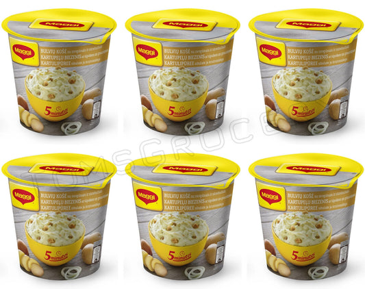 6 MAGGI Onions & Croutons Instant Mashed Potato Puree Quick Prep Buckets 59g