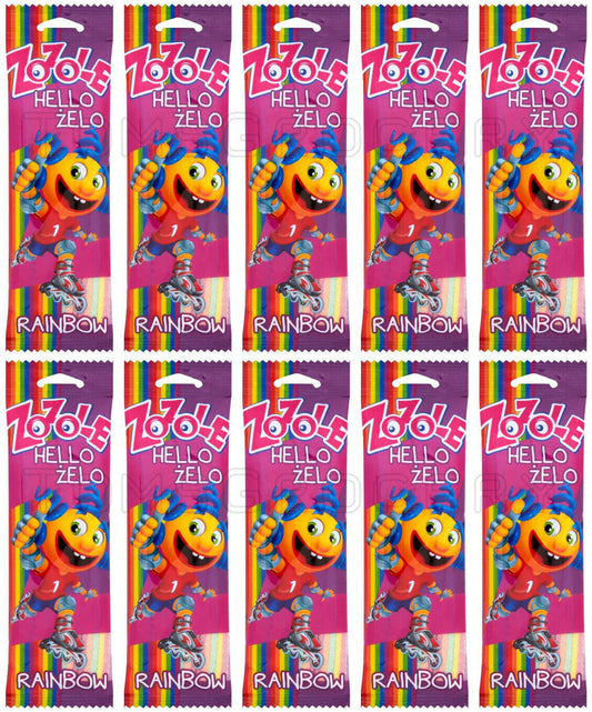 10 ZOZOLE Hello Zelo Sugar Coated Rainbow Belts Novelty Gummi Candy 75g
