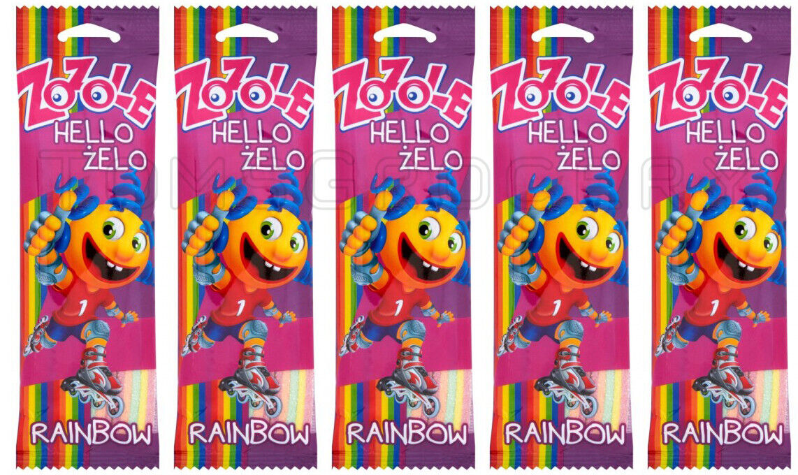 10 ZOZOLE Hello Zelo Sugar Coated Rainbow Belts Novelty Gummi Candy 75g