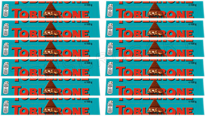 12 TOBLERONE CRUNCHY ALMONDS Swiss Chocolate Bars European Sweets 100g 3.5oz