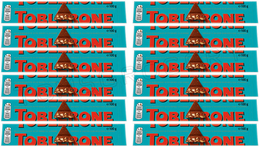 12 TOBLERONE CRUNCHY ALMONDS Swiss Chocolate Bars European Sweets 100g 3.5oz