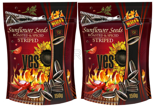 2 YES SWEET CHILI BBQ Flavor Spiced Roasted Sunflower Seeds Snacks 150g 5.3oz