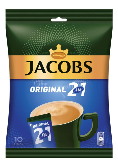 10 JACOBS Original 2in1 Instant Coffee Sticks Bags (100 servings total) 140g