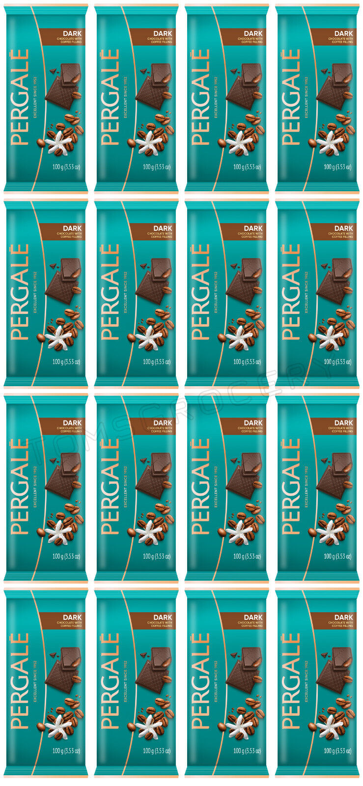 16 PERGALE Dark Chocolate with Coffee Filling European Candy Sweets 100g 3.5oz