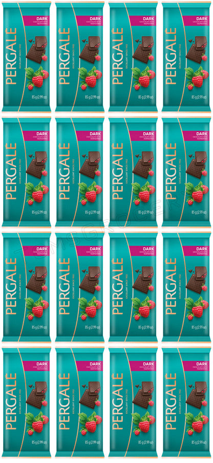 16 PERGALE DARK CHOCOLATE with Raspberry Pieces European Candy Sweets 85g 3oz