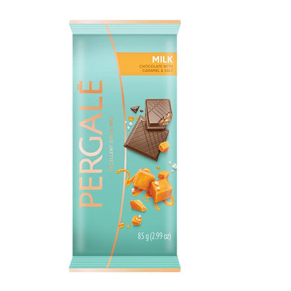 4 PERGALE Salted Caramel Milk Chocolate Bars European Sweets Treats 85g