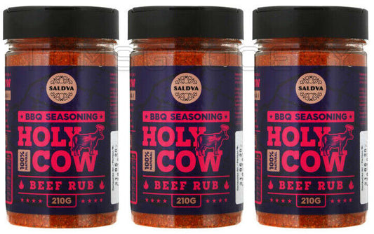 3 HOLY COW BBQ Seasoning 100% Natural Beef Rub Spice Mix 210g 7.4oz