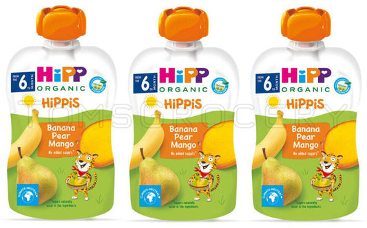 3 HIPP Organic Banana Pear Mango Puree Dessert from 4 Months 100g 3.5oz