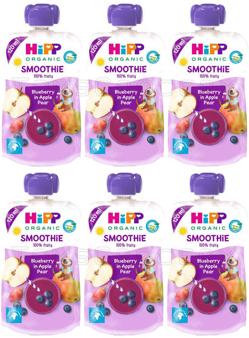 HIPP Organic Blueberry in Apple Pear Smoothie Dessert from 1 Year 6 x 120ml