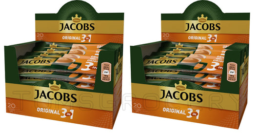 2 JACOBS Original 3in1 Instant Coffee Sticks Boxes (40 servings)