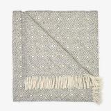 Woolen Blanket of 100% Merino Sheep Wool with Greek Rhombuses Pattern & Fringes