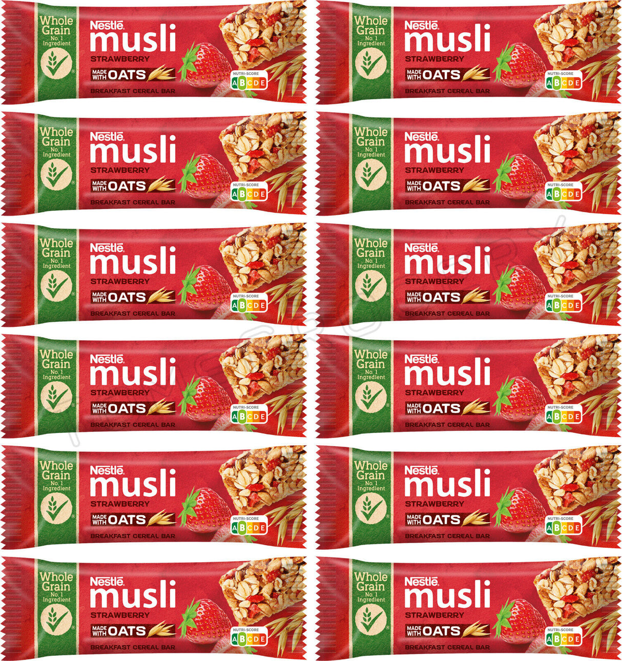 12 NESTLE MUSLI STRAWBERRY Wholegrain Cereal Bars 35g 1.23oz