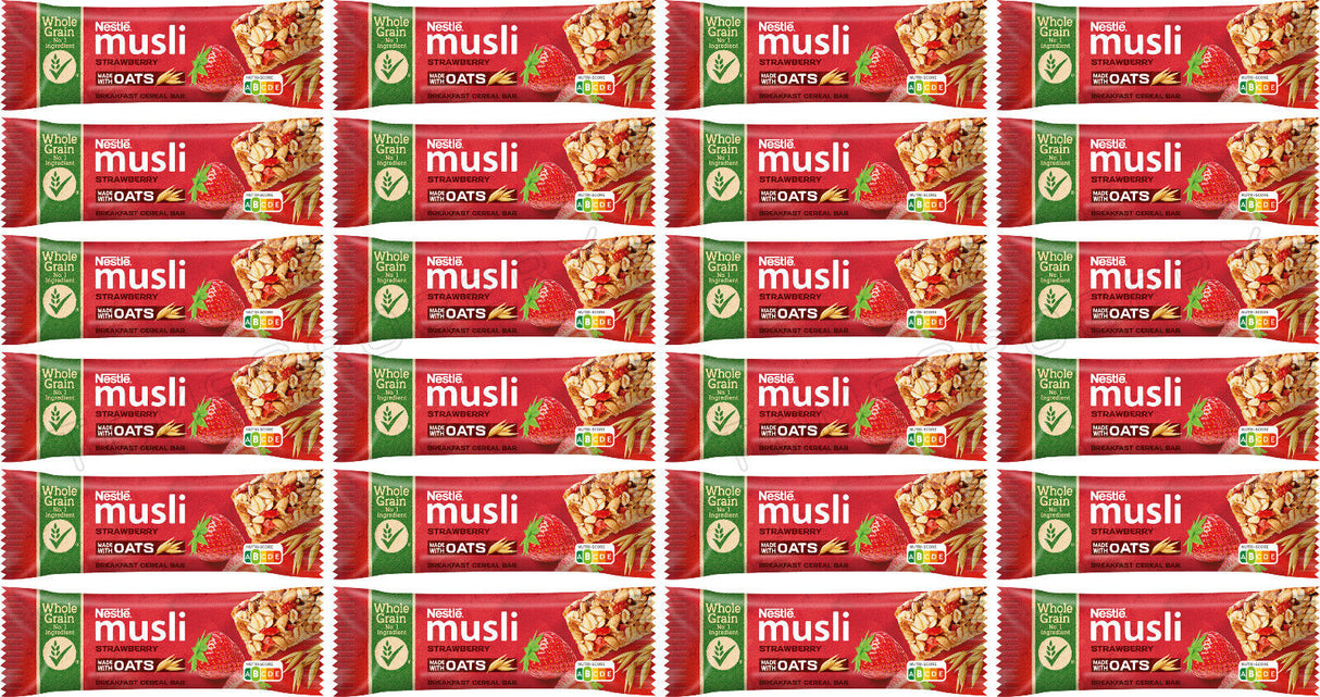 24 NESTLE MUSLI STRAWBERRY Wholegrain Cereal Bars 35g 1.23oz