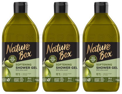 3 NATURE BOX Softening Natural Shower Gel with Olive Oil 385ml 13fl oz