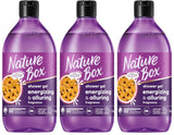3 NATURE BOX Energizing & Alluring Natural Shower Gel with Passion Fruit 385ml