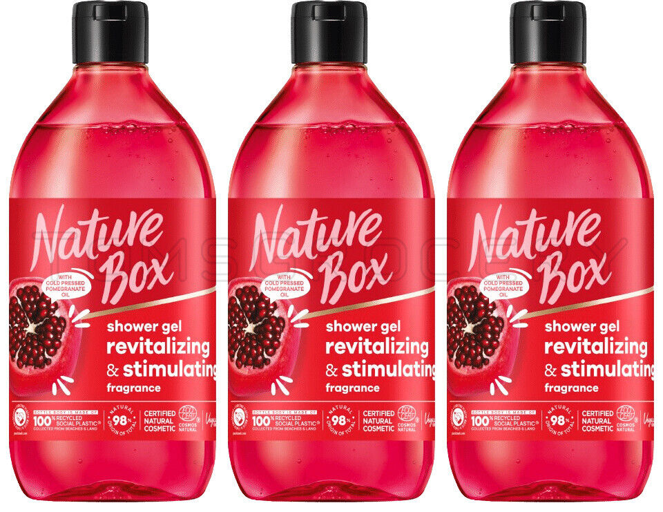 3 NATURE BOX Revitalizing Natural Shower Gel with Pomegranate Oil 385ml 13fl oz