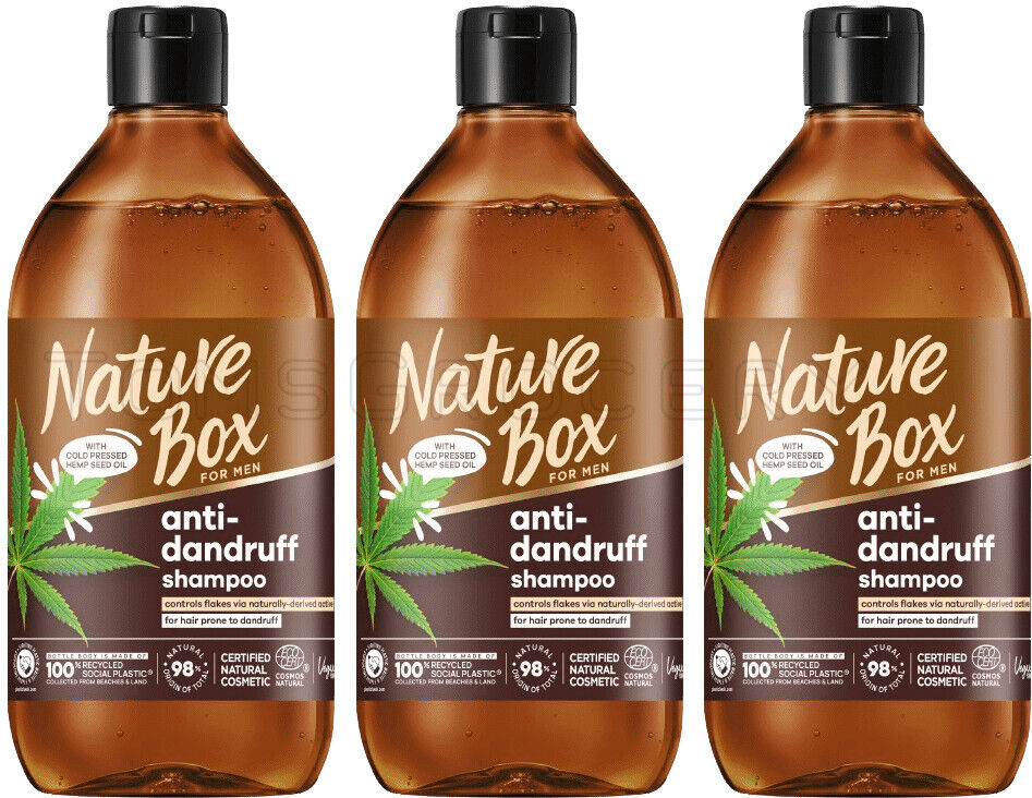 3 NATURE BOX MEN Anti Dandruff Natural Cleansing Shampoo with Hemp Oil 385ml