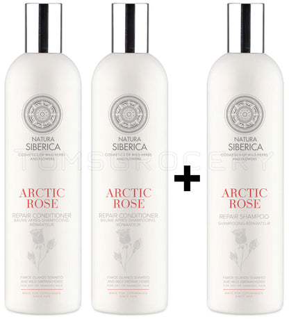 NATURA SIBERICA ARCTIC ROSE Repairing Conditioner + Shampoo Set For Damaged Hair