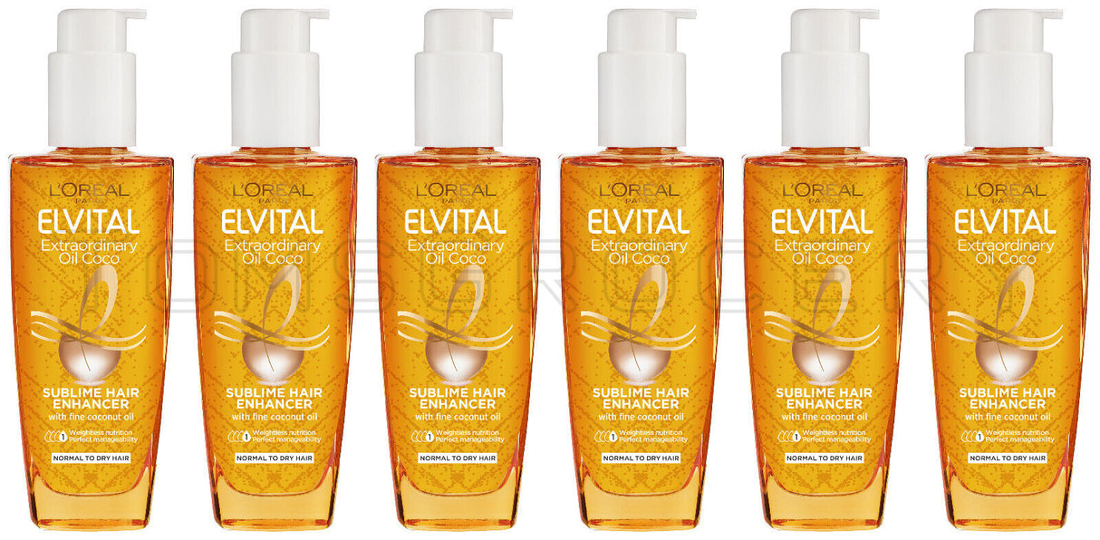 6 L'OREAL ELVITAL EXTRAORDINARY OIL COCO Sublime Enhancer for Dry Hair 100ml