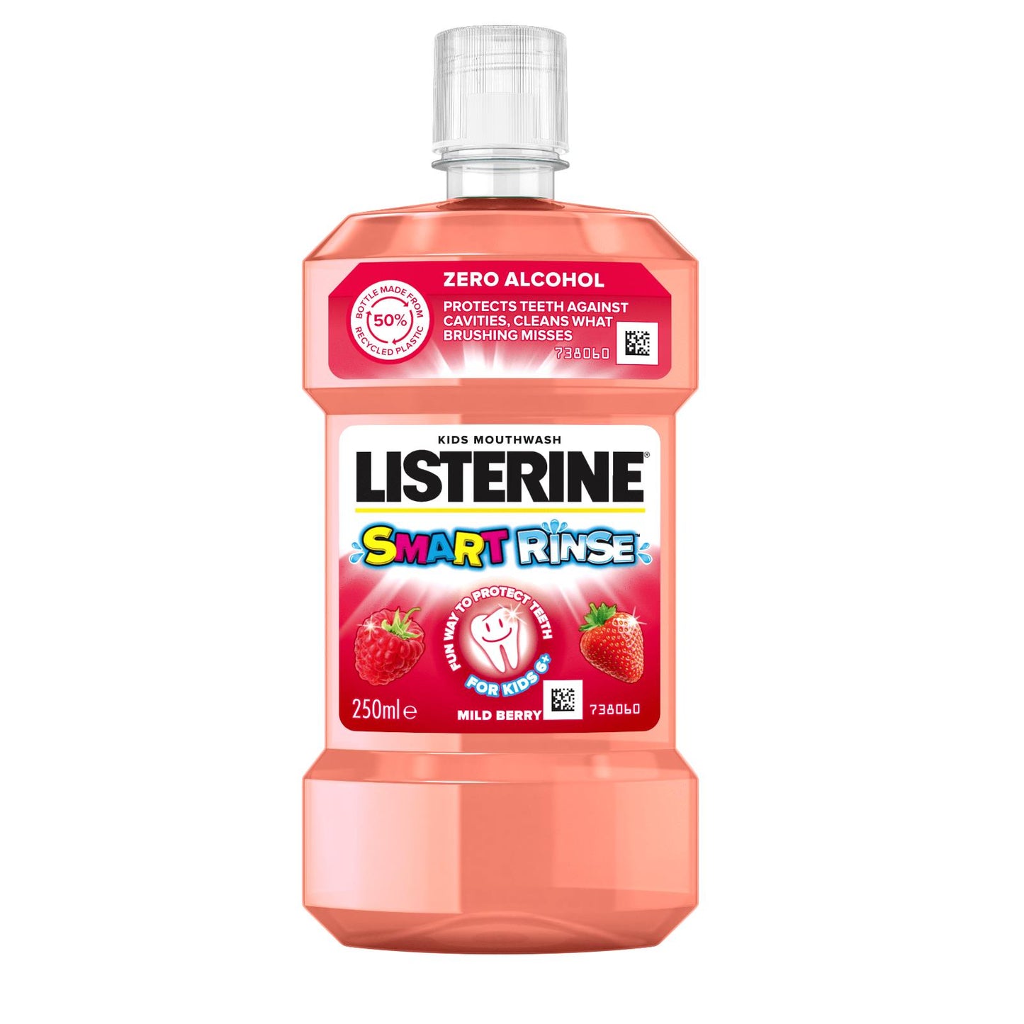 6 LISTERINE Smart Rinse Kids 6+ Mouthwash Mild Berry Flavor Zero Alcohol 250ml