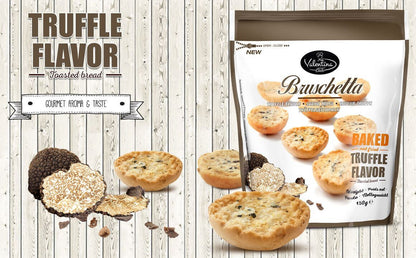 VALENTINA BRUSCHETTA Truffle Flavor Gourmet Baked Bread Snacks Vegan 150g 5.3oz