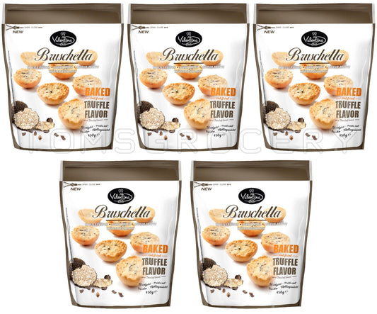 5 VALENTINA BRUSCHETTA Truffle Flavor Gourmet Baked Bread Snacks 150g 5.3oz
