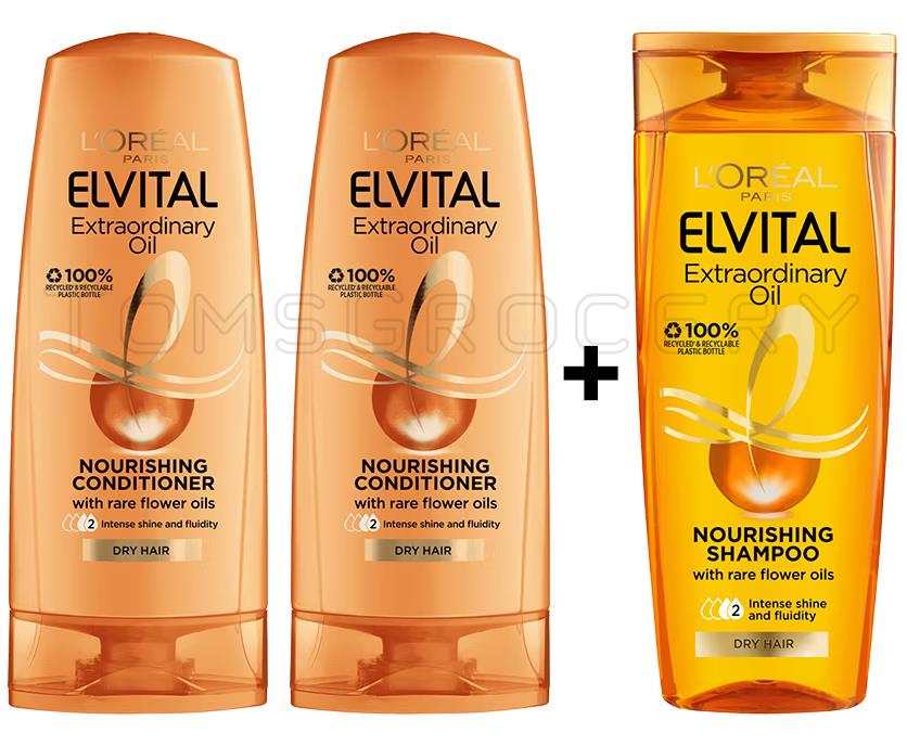 L'OREAL ELSEVE Extraordinary Oil Shampoo & Conditioner Set For Dry Hair