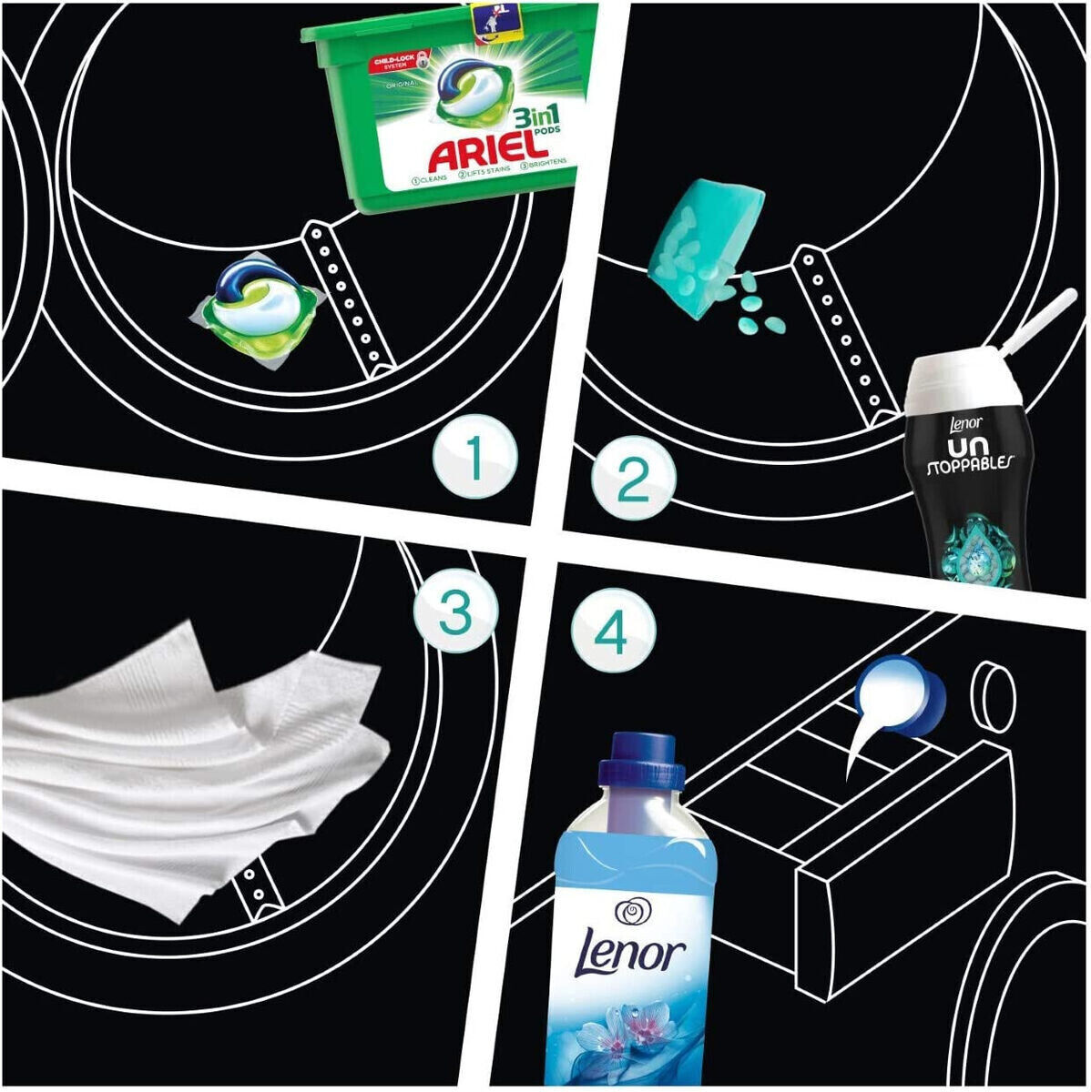 LENOR Unstoppables Laundry Perfume Scent of Ariel 210g 7.4oz