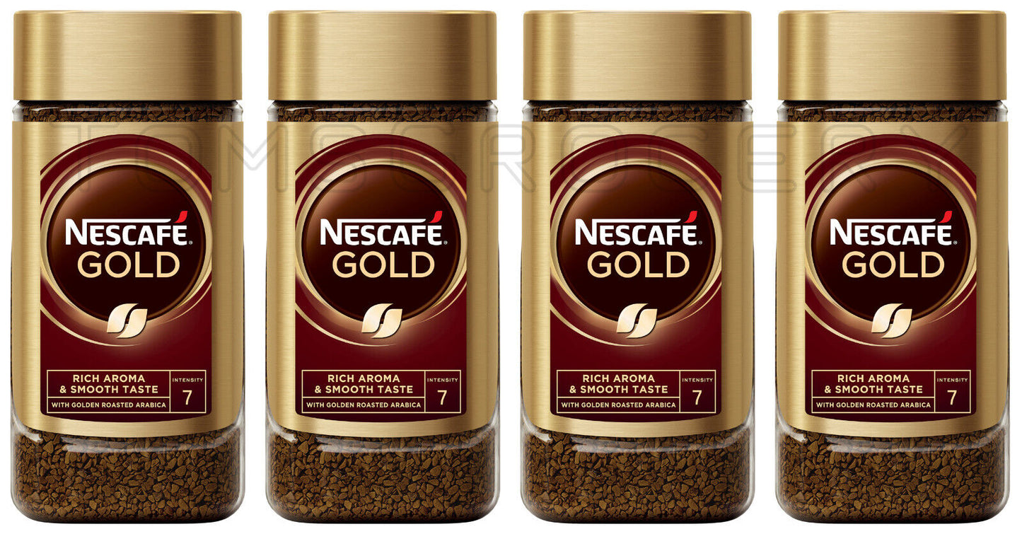 4 NESCAFE GOLD Rich Aroma & Smooth Taste Instant Coffee Jar 200g 7.05oz