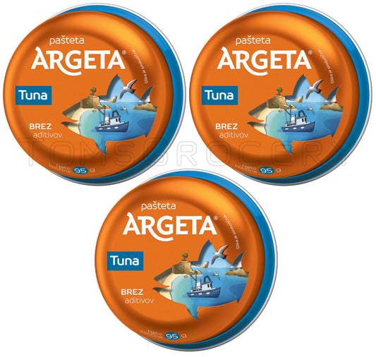 3 ARGETA Tuna Pate Tins with Natural Seasonings Gluten Free 95g 3.35oz