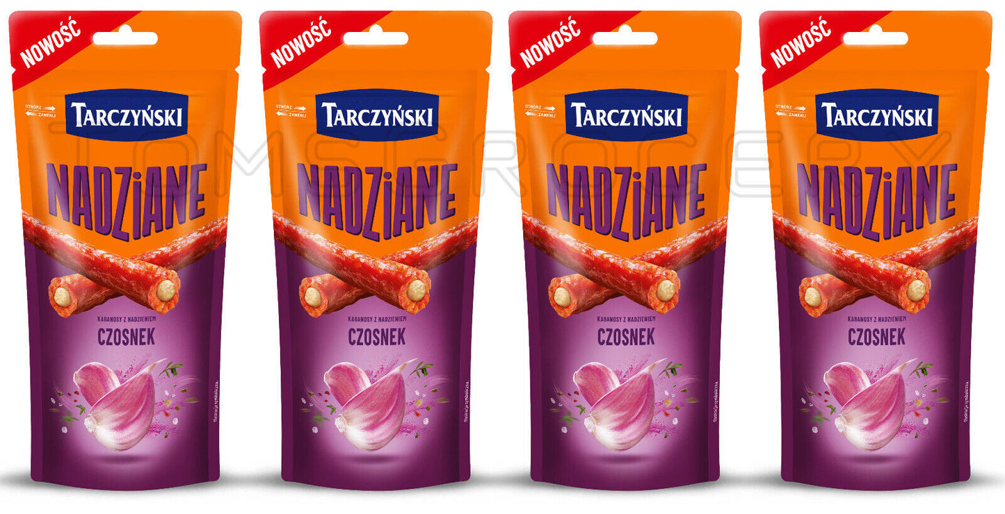 4 TARCZYNSKI NADZIANE Cabanossi Kabanos Smoked Sausages Snacks with Garlic 95g