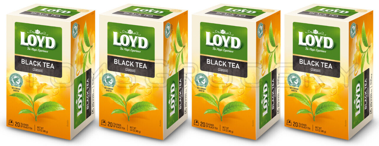 4 LOYD Classic Black Tea 20 Envelope Boxes (80 servings total)