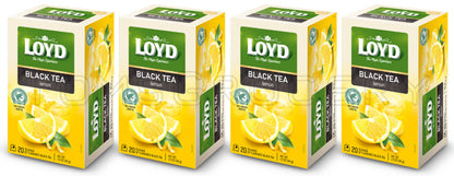 4 LOYD Lemon Flavored Black Tea 20 Envelope Boxes (80 servings total)