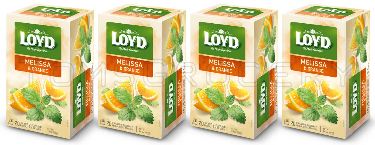 4 LOYD Melissa & Orange Flavored Herbal Tea Boxes (80 servings total)