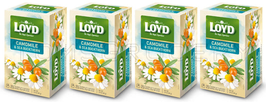 4 LOYD Camomile & Sea Buckthorn Flavored Herbal Tea Boxes (80 servings total)