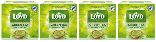 4 LOYD GREEN TEA with MATCHA Tea Boxes Exclusive Selection (80 servings total)