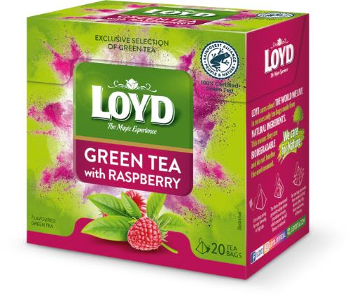 4 LOYD Green Tea with Raspberry Tea Boxes (80 servings total)