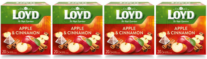 4 LOYD Apple & Cinnamon Flavored Herbal Infusion Tea Boxes (80 servings total)