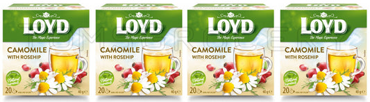 4 LOYD Camomile with Rosehip Herbal Fruit Tea Infusion Boxes (80 servings total)