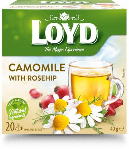 4 LOYD Camomile with Rosehip Herbal Fruit Tea Infusion Boxes (80 servings total)