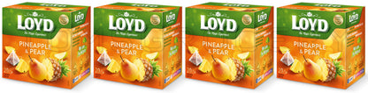 4 LOYD Pineapple & Pear Flavored Fruit Tea Infusion 20 Teabags Box (80 servings)