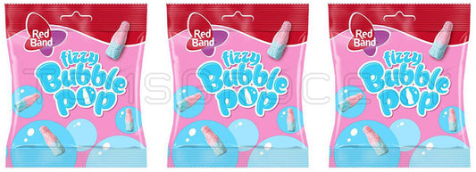3 RED BAND Fizzy Bubble Pop Sugar Coated Gummy Candy Sweets 100g 3.5oz