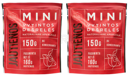 2 DORA Cured Mini Beef Sausages Meat Snacks Preservative Free 150g 5.3oz