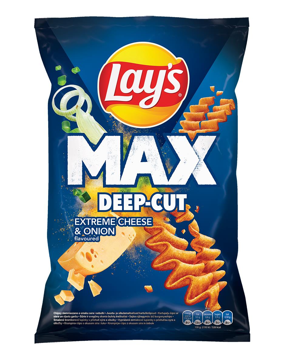 5 LAYS MAX Deep Cut Extreme Cheese & Onion Flavor Potato Chips 120g 4.2oz