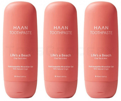 3 HAAN LIFE'S A BEACH Chai Tea & Mint Mineralizer Gel Toothpaste 55ml