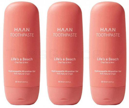 3 HAAN LIFE'S A BEACH Chai Tea & Mint Mineralizer Gel Toothpaste 55ml