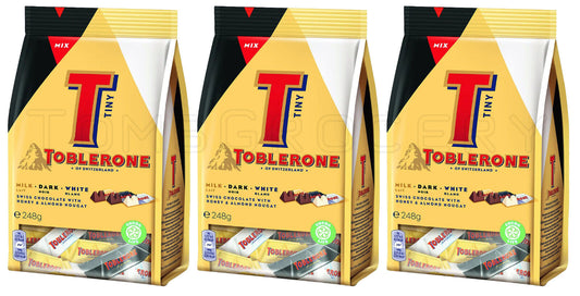 3 TOBLERONE Tiny Assorted White Milk & Dark Chocolate Chocolate Bites 248g 8.8oz