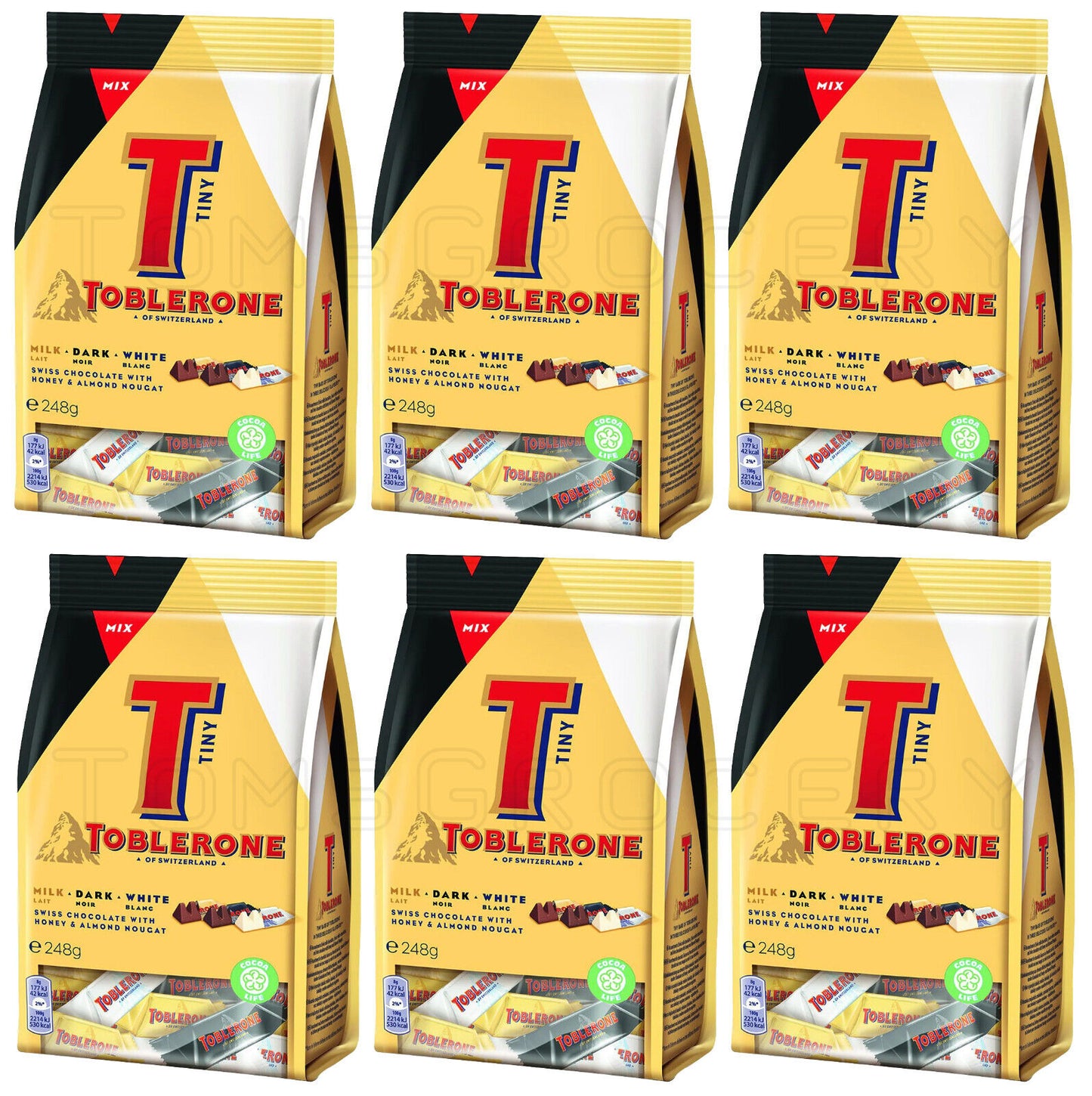 6 TOBLERONE Tiny Assorted White Milk & Dark Chocolate Chocolate Bites 248g 8.8oz