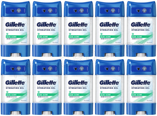 10 GILLETTE ALOE SCENT 48h Protection Antiperspirant Hydrating Gel Stick 70ml
